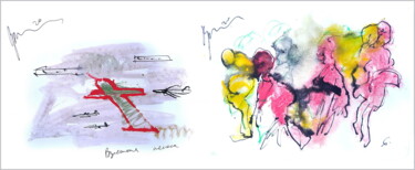 Цифровое искусство под названием "six meet the plane…" - Dima Wilms, Подлинное произведение искусства, Акварель