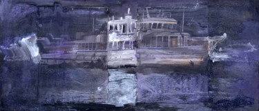 Painting titled "river boat    batea…" by Dima Wilms, Original Artwork, Acrylic