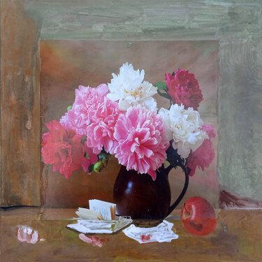 Pittura intitolato "пионы   peonies" da Dima Wilms, Opera d'arte originale, Acrilico