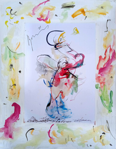 Schilderij getiteld "He catches a butter…" door Dima Wilms, Origineel Kunstwerk, Aquarel