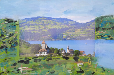 Malerei mit dem Titel "озеро в Швейцарии…" von Dima Wilms, Original-Kunstwerk, Acryl