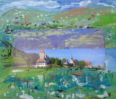 Peinture intitulée "озеро в Швейцарии2…" par Dima Wilms, Œuvre d'art originale, Acrylique