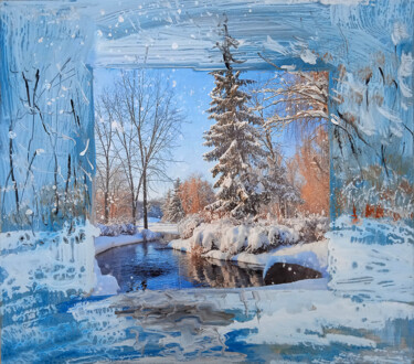 Картина под названием "зимняя речка  winte…" - Dima Wilms, Подлинное произведение искусства, Акрил