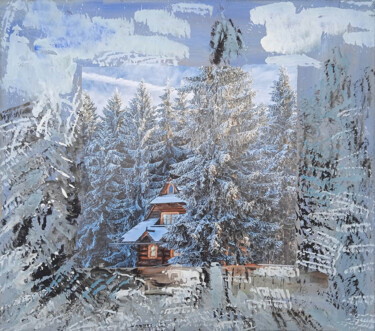 Pintura intitulada "зимой   in winter" por Dima Wilms, Obras de arte originais, Acrílico