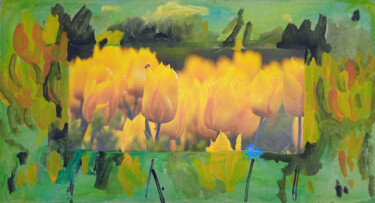 Картина под названием "желтые тюльпаны  ye…" - Dima Wilms, Подлинное произведение искусства, Акрил