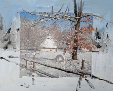 Painting titled "домик зимой   house…" by Dima Wilms, Original Artwork, Acrylic