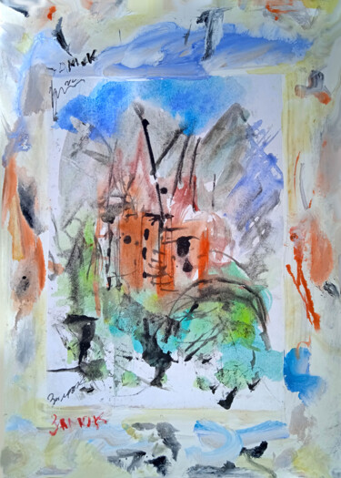 Drawing titled "замок  lock  verrou…" by Dima Wilms, Original Artwork, Acrylic