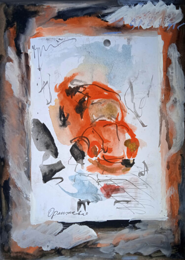 Drawing titled "оранжевая  orange" by Dima Wilms, Original Artwork, Acrylic