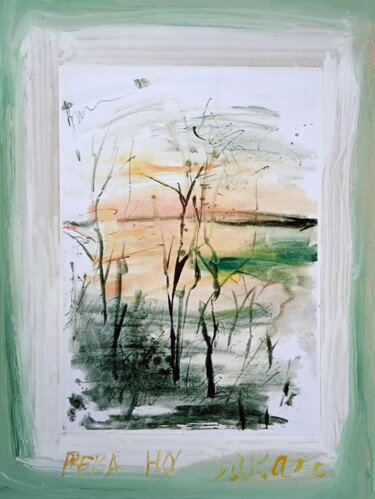 Dessin intitulée "река на закате  riv…" par Dima Wilms, Œuvre d'art originale, Acrylique