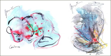 Arts numériques intitulée "собачка на шхуне гр…" par Dima Wilms, Œuvre d'art originale, Aquarelle