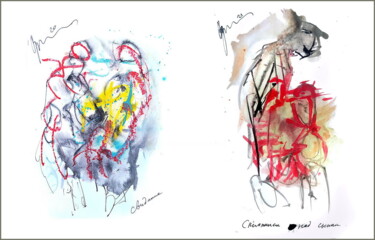 Digitale Kunst mit dem Titel "bent over his son -…" von Dima Wilms, Original-Kunstwerk, Aquarell