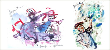 Arte digitale intitolato "мальчик рвет яблоки…" da Dima Wilms, Opera d'arte originale, Acquarello