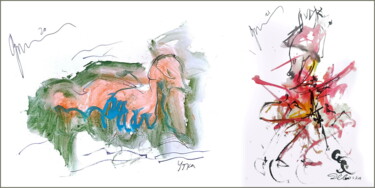 Arts numériques intitulée "the girl runs to wa…" par Dima Wilms, Œuvre d'art originale, Aquarelle