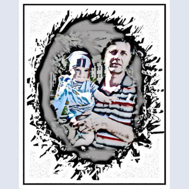 Digitale Kunst mit dem Titel "Вова с сыном  Vova…" von Dima Wilms, Original-Kunstwerk, Manipulierte Fotografie