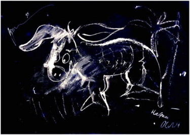 Цифровое искусство под названием "Набросок осла A ske…" - Dima Wilms, Подлинное произведение искусства, Акварель