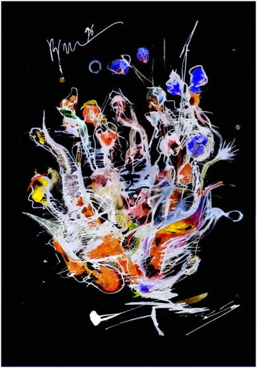 Digital Arts titled "цветочки  и головки…" by Dima Wilms, Original Artwork, Watercolor