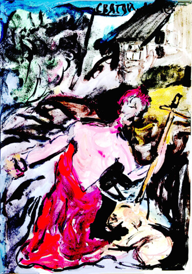 Digital Arts με τίτλο "святой  Saint" από Dima Wilms, Αυθεντικά έργα τέχνης, Ακουαρέλα