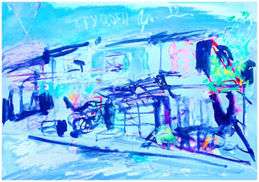 Digital Arts titled "трущобы  slums 2" by Dima Wilms, Original Artwork, Watercolor