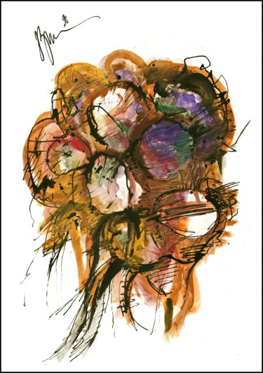 Dessin intitulée "palette comme arbre…" par Dima Wilms, Œuvre d'art originale, Gouache