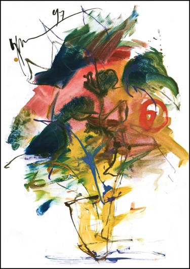 Zeichnungen mit dem Titel "Bouquet. Jouet dans…" von Dima Wilms, Original-Kunstwerk, Gouache