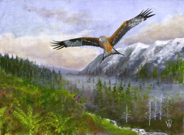 Painting titled "Red Kite" by Wilt, Original Artwork