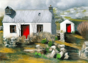 Painting titled "Red Doors" by Wilt, Original Artwork, Oil