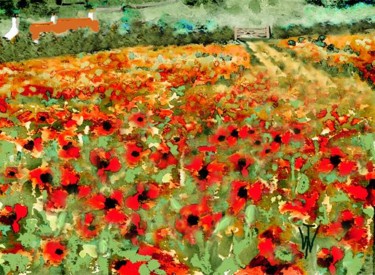 Painting titled "Poppy Field" by Wilt, Original Artwork, Oil
