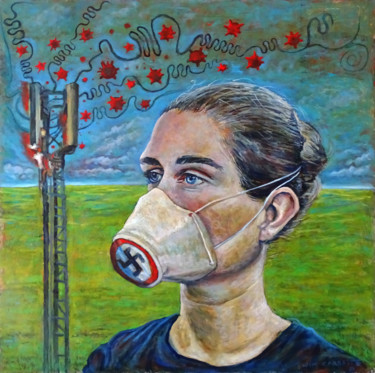 Pintura titulada "5G symphonie" por Wim Carrette, Obra de arte original, Oleo