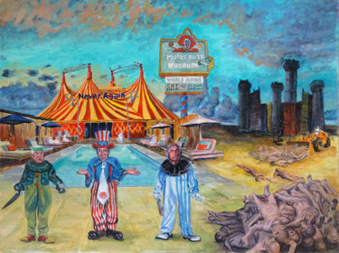 Картина под названием "Clowno-caust" - Wim Carrette, Подлинное произведение искусства, Масло