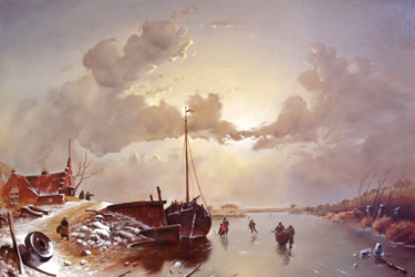 Painting titled "Landschap Leickert" by Wim Van Aalst, Original Artwork, Oil