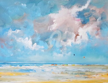 Pittura intitolato "Banjaard Beach 13 O…" da Wimvandewege, Opera d'arte originale, Olio Montato su Cartone