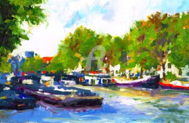 Pintura intitulada "Amsterdam (12)" por Wimvandewege, Obras de arte originais, Acrílico