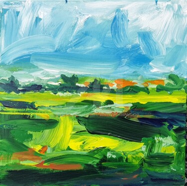 Schilderij getiteld "Polderlandscape Zee…" door Wimvandewege, Origineel Kunstwerk, Acryl