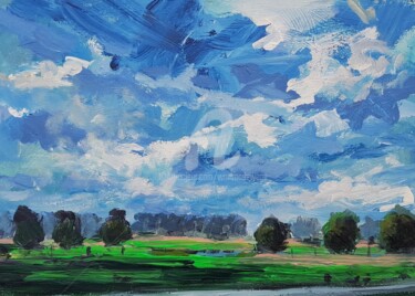 Malerei mit dem Titel "November polder lan…" von Wimvandewege, Original-Kunstwerk, Acryl