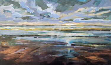 Картина под названием "Seascape Kattendijk…" - Wimvandewege, Подлинное произведение искусства, Акрил Установлен на Деревянна…