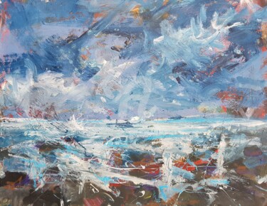 Painting titled "Land- and seascape…" by Wimvandewege, Original Artwork, Acrylic