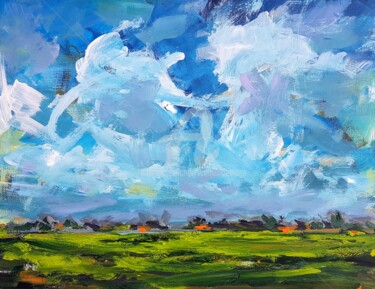 Schilderij getiteld "Polder landscapes B…" door Wimvandewege, Origineel Kunstwerk, Acryl Gemonteerd op Houten paneel