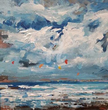 Malarstwo zatytułowany „Seascape Domburg wi…” autorstwa Wimvandewege, Oryginalna praca, Akryl