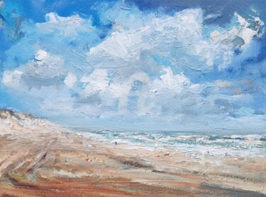 Картина под названием "Domburg Beach Zeela…" - Wimvandewege, Подлинное произведение искусства, Масло Установлен на Деревянна…