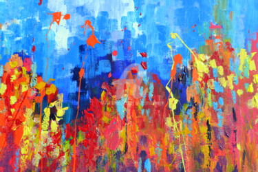 Картина под названием "Summercolors III" - Wimvandewege, Подлинное произведение искусства, Акрил Установлен на Деревянная ра…