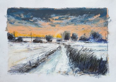 Malerei mit dem Titel "Winter landscape in…" von Wimvandewege, Original-Kunstwerk, Acryl