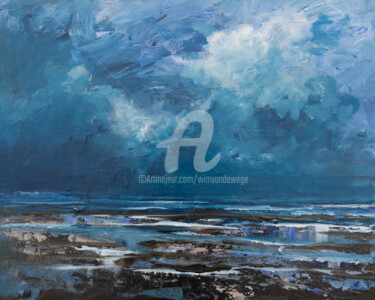 Schilderij getiteld "Northsea coast sket…" door Wimvandewege, Origineel Kunstwerk, Acryl Gemonteerd op Houten paneel