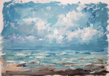 Malarstwo zatytułowany „Seascape Vrouwenpol…” autorstwa Wimvandewege, Oryginalna praca, Akryl