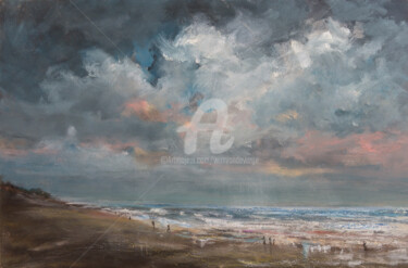 Pittura intitolato "Northsea coast 124…" da Wimvandewege, Opera d'arte originale, Olio