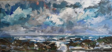 Painting titled "Northsea coast sket…" by Wimvandewege, Original Artwork, Acrylic Mounted on Wood Panel