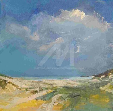 Painting titled "North Sea Coast ser…" by Wimvandewege, Original Artwork, Oil Mounted on Wood Stretcher frame