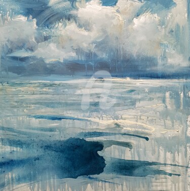 Painting titled "North Sea series 78" by Wimvandewege, Original Artwork, Oil Mounted on Wood Stretcher frame
