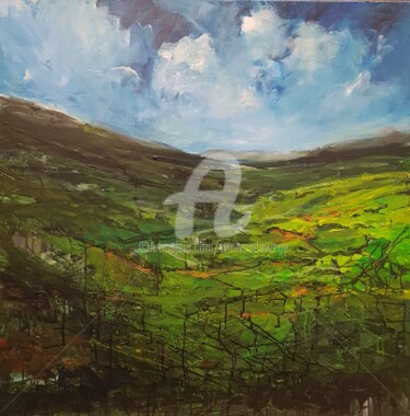 Ζωγραφική με τίτλο "Wales landscape 9" από Wimvandewege, Αυθεντικά έργα τέχνης, Λάδι Τοποθετήθηκε στο Ξύλινο φορείο σκελετό