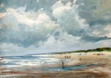 Painting titled "Cloudy and rainy da…" by Wimvandewege, Original Artwork, Acrylic