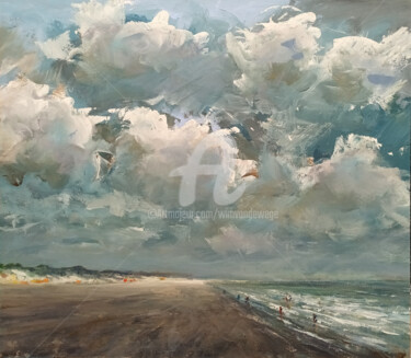 Painting titled "North Sea series 93" by Wimvandewege, Original Artwork, Acrylic Mounted on Wood Panel